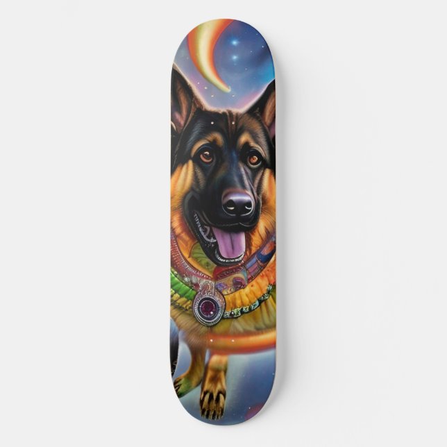 Outta This World Trippy German Shepherd Skateboard (Front)