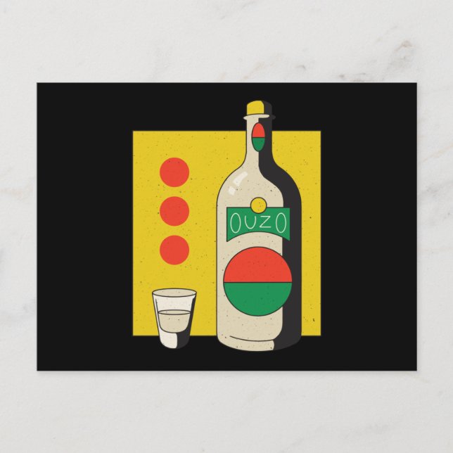 Ouzo bottle postcard (Front)