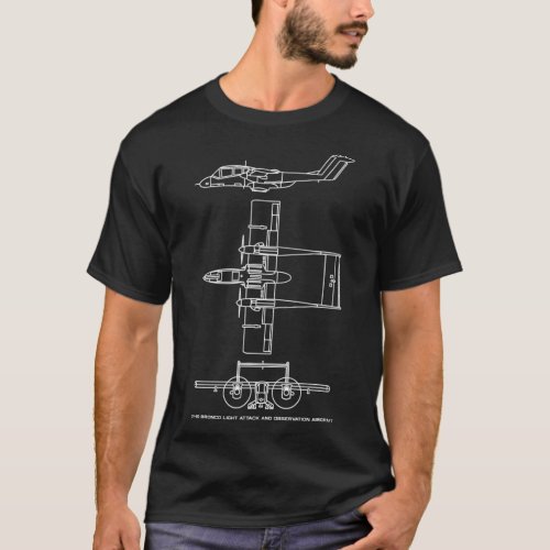 OV10 Bronco American Plane Blueprint Schematic  T_Shirt