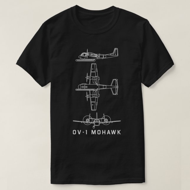 OV1 Mohawk American Plane Blueprint Gift  T-Shirt (Design Front)