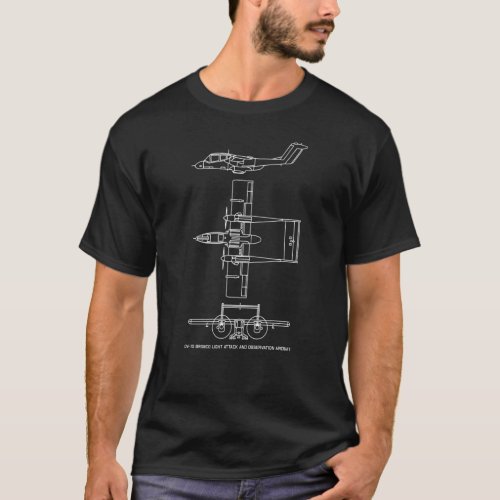 Ov 10 Bronco American Plane Blueprint Schematic T_Shirt