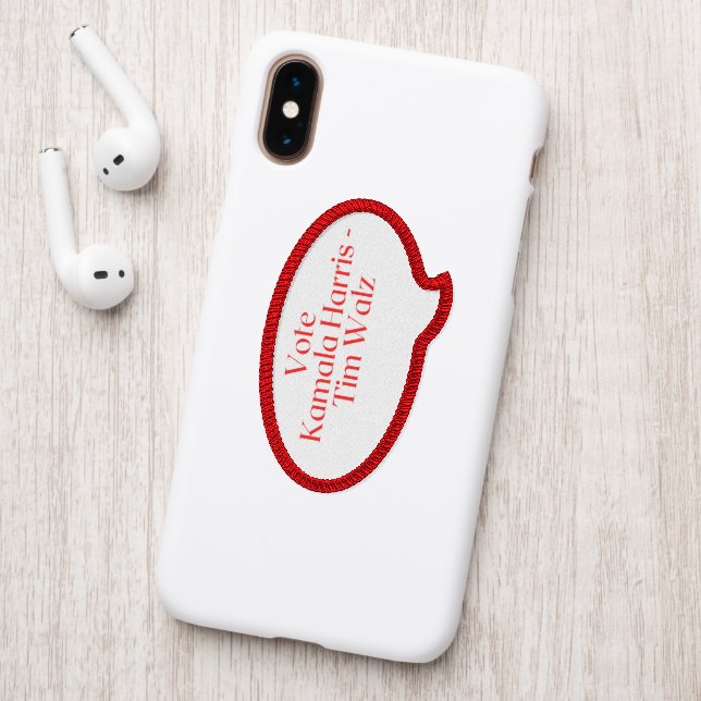 Oval 2" Heart, Red Stitching, Iron-On Patch (On Phone Back)