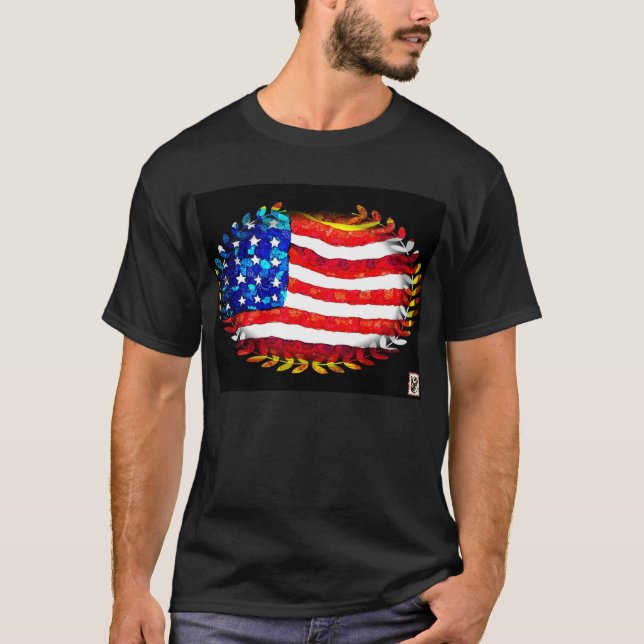 oval american flag T-Shirt (Front)