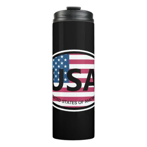 Oval American flag USA country code car emblem Thermal Tumbler