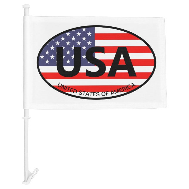 Oval American flag USA country code car flag (Front)