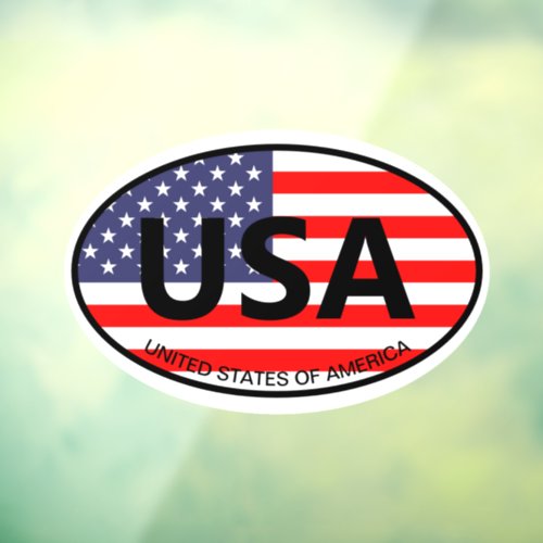 Oval American flag USA country code car Window Cling