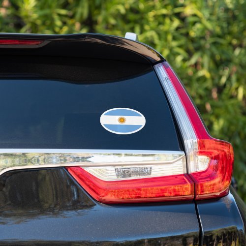 Oval Argintina flag vinyl car decal sticker