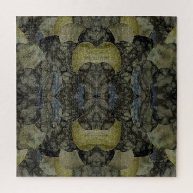 Oval Banded Agate Gemstone Four Part Pattern  Jigsaw Puzzle (Vertical)
