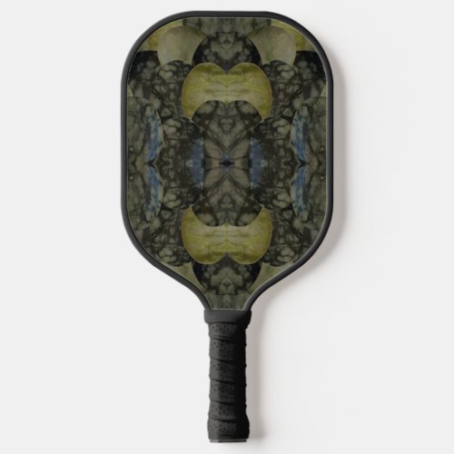 Oval Banded Agate Gemstone Four Part Pattern Pickleball Paddle
