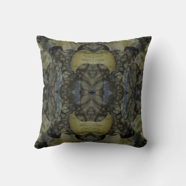 Oval Banded Agate Gemstone Four Part Pattern  Throw Pillow (Back)