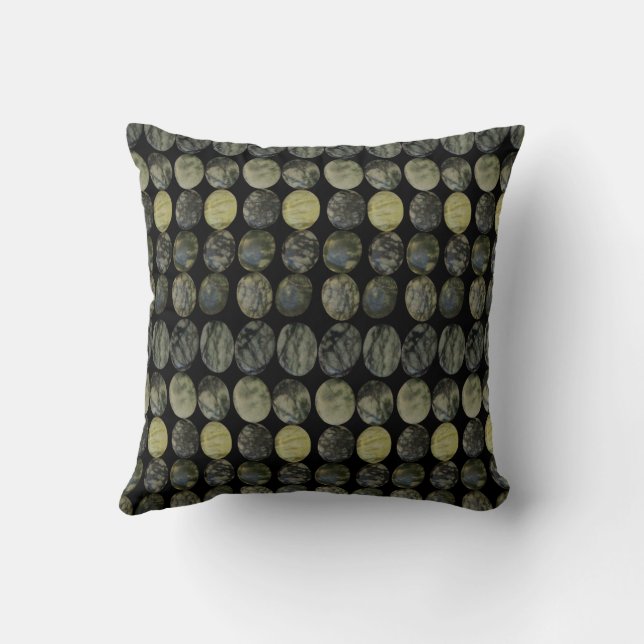 Oval Banded Agate Gemstone Horizontal Pattern  Throw Pillow (Back)