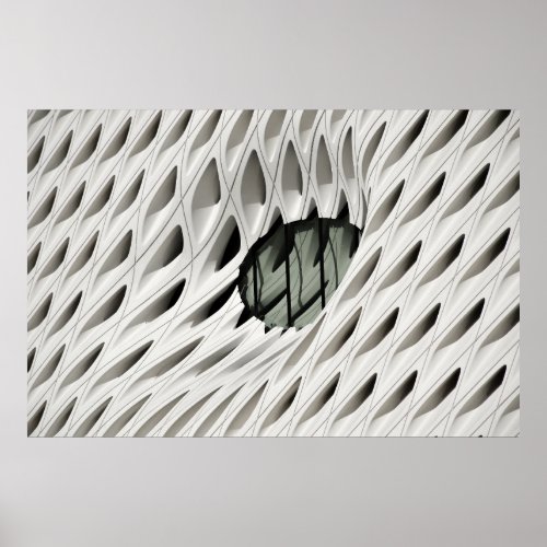 Oval black tint glass panel on white surface poster