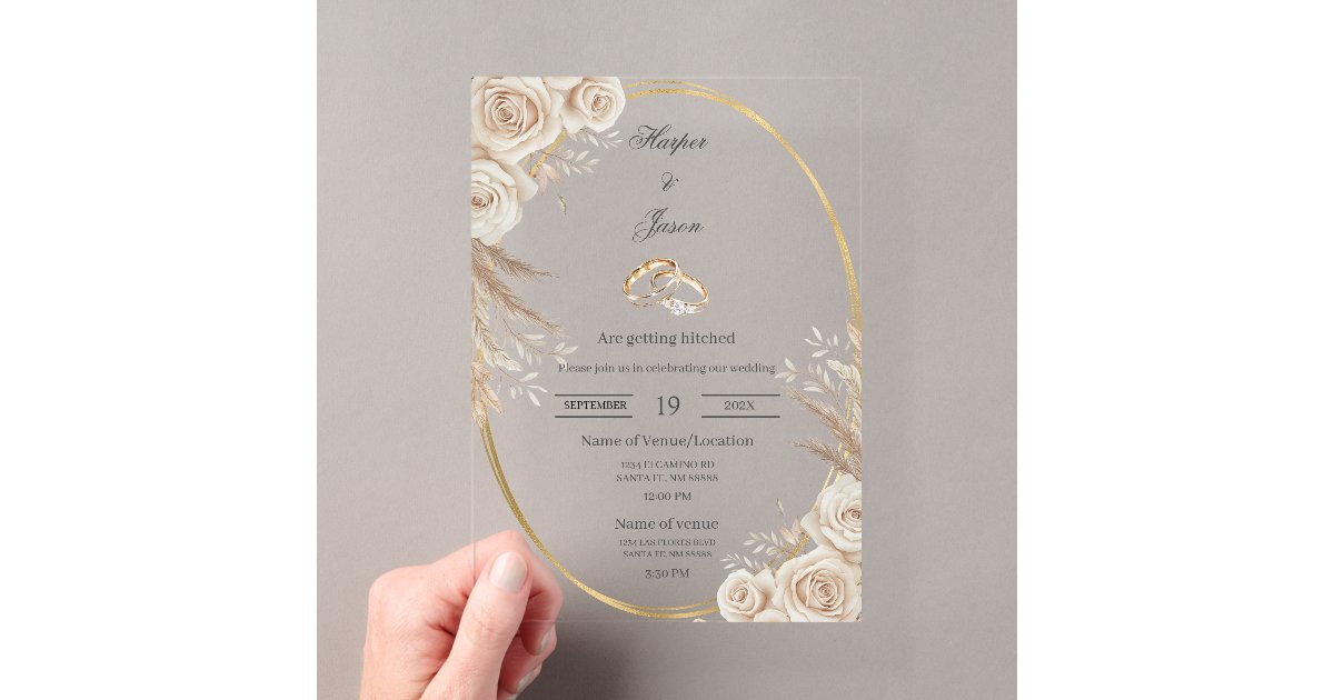 Wedding Invitations With Rings Oval Boho wedding ring Invitation | Zazzle