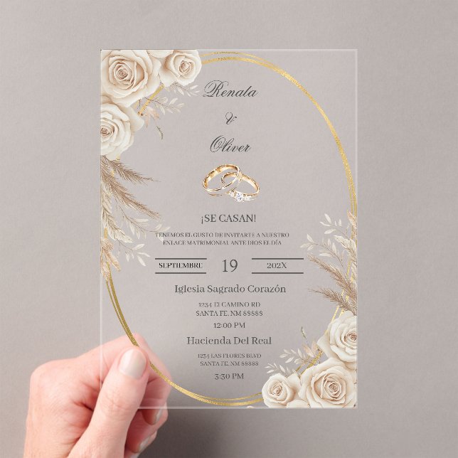 Oval Boho wedding ring Spanish Wedding Invitation (Insitu (Handheld))
