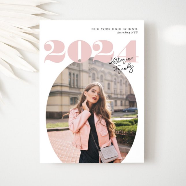 Oval Bold Modern Class of 2024 Photo Graduation Invitation (Creator Uploaded)