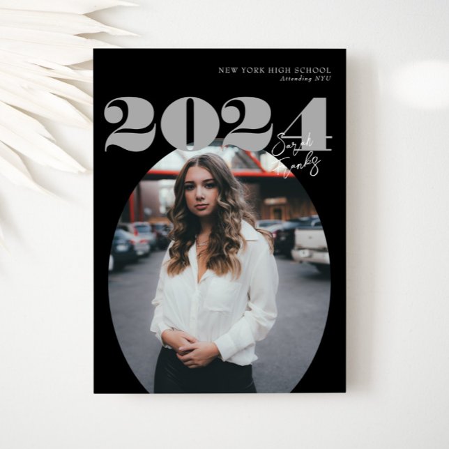 Oval Bold Modern Class of 2024 Photo Graduation Invitation (Creator Uploaded)