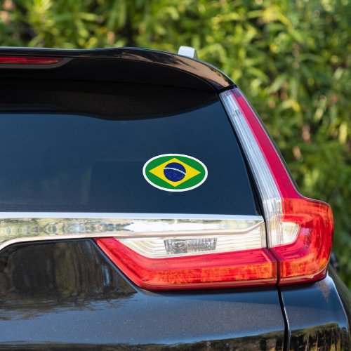 Oval Brazil flag vinyl car sticker