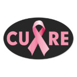 Oval Breast Cancer Cure Stickers