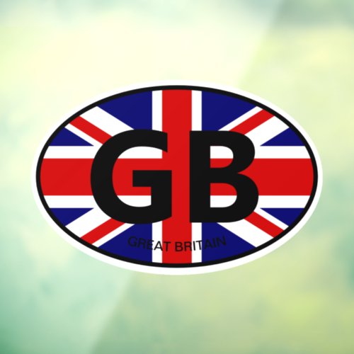 Oval British Union Jack flag country code car Window Cling