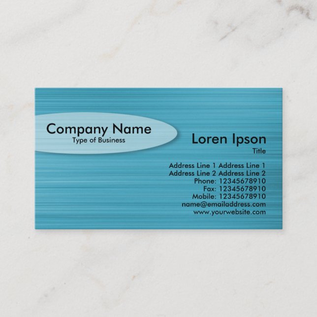 Oval - Brushed Light Blue Business Card (Front)