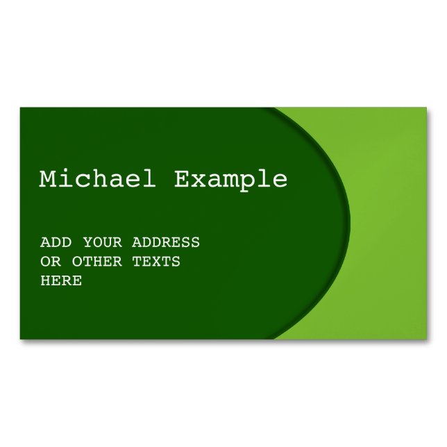 OVAL BUTTON - dark green + your text & ideas Business Card Magnet (Front)