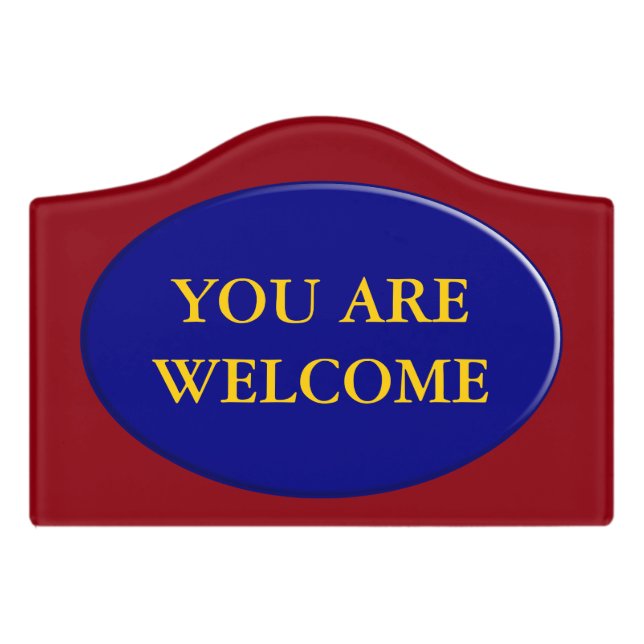 Oval Button - navy blue + your backgr. & ideas Door Sign (Small Crest Front)