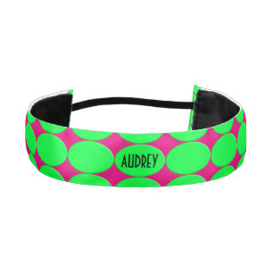 OVAL BUTTON - neon green + your text & ideas Athletic Headband
