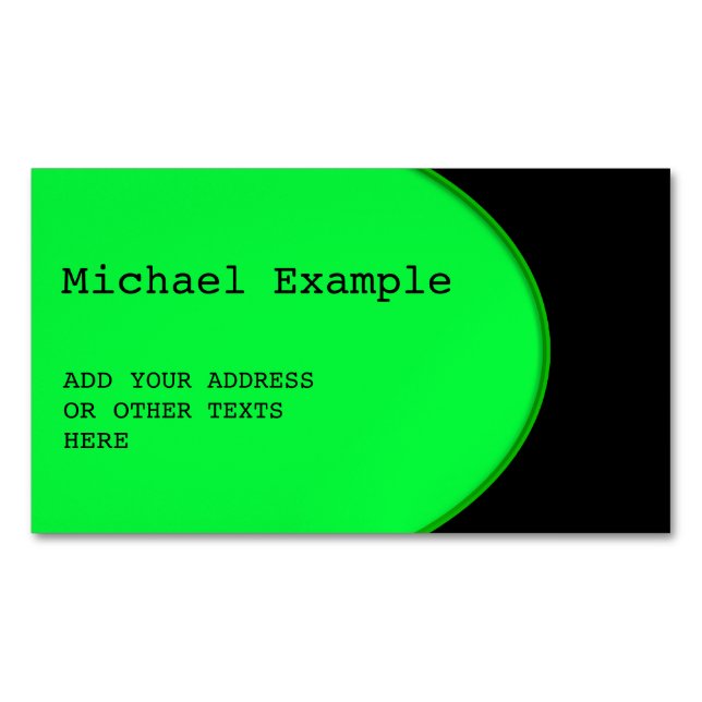 OVAL BUTTON - neon green + your text & ideas Business Card Magnet (Front)