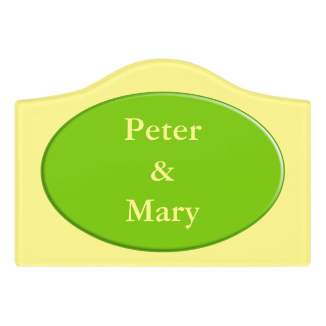 Oval Button - spring green + your backgr. & ideas Door Sign (Small Crest Front)