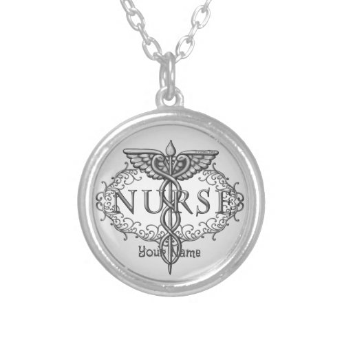 Oval Caduceus Nurse  Necklace