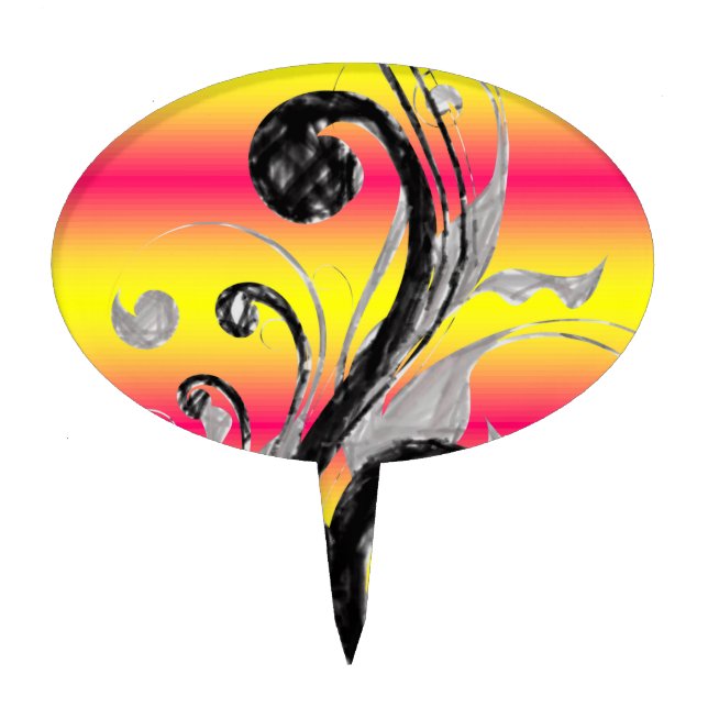 Oval CakePick Floral (Front)