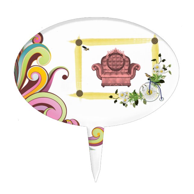 Oval CakePick Floral (Front)