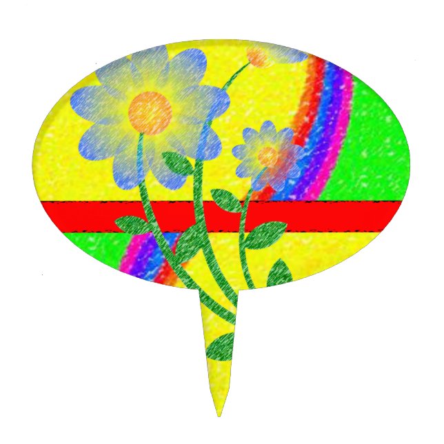 Oval CakePick Floral (Front)