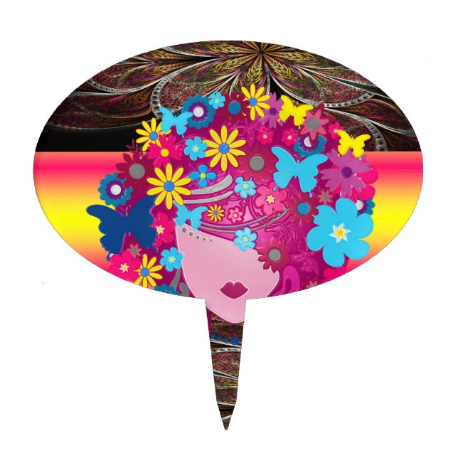 Oval CakePick Floral (Front)