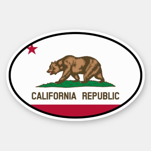 Oval California Republic state flag vinyl sticker