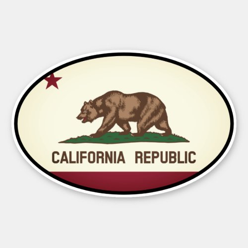 Oval California Republic vinyl sticker for car