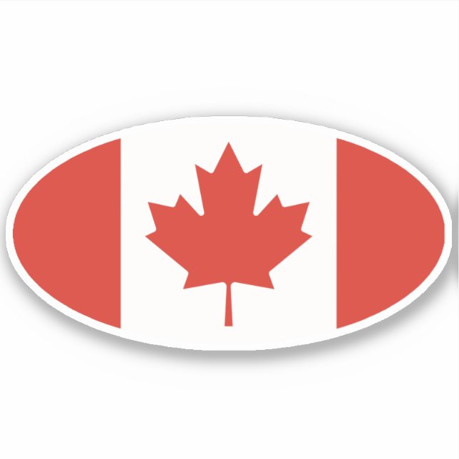 Oval Canadian Flag Sticker (Front)