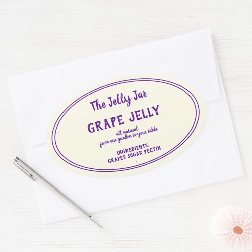 Oval Canned Grape Jelly Your Company Name Label