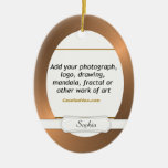 Oval Ceramic Ornament Copper Border W/ Your Art at Zazzle