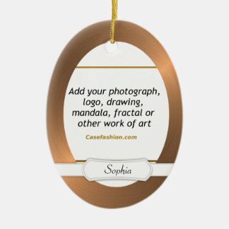 Oval Ceramic Ornament Copper Border w/ Your Art