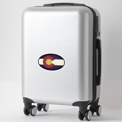 Oval Colorado state flag sticker for suitcase