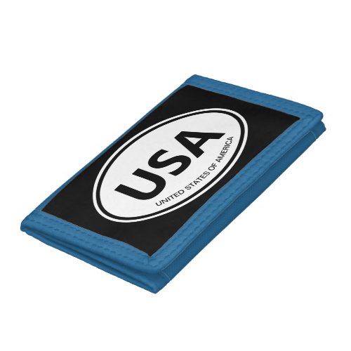 Oval country code or state abbreviation car logo trifold wallet