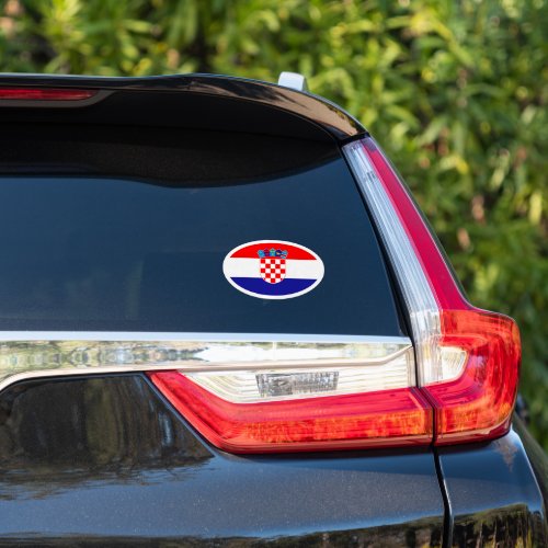 Oval Croatian flag vinyl car sticker
