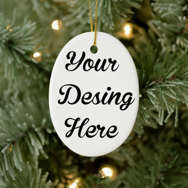 Oval Custom Christmas Ceramic Ornament (Tree)