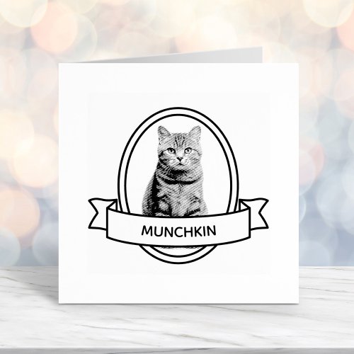 Oval Custom Pet Cat Photo and Name Ribbon Self_inking Stamp