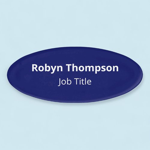 Oval Dark Blue Name Tag Magnetic Personalized