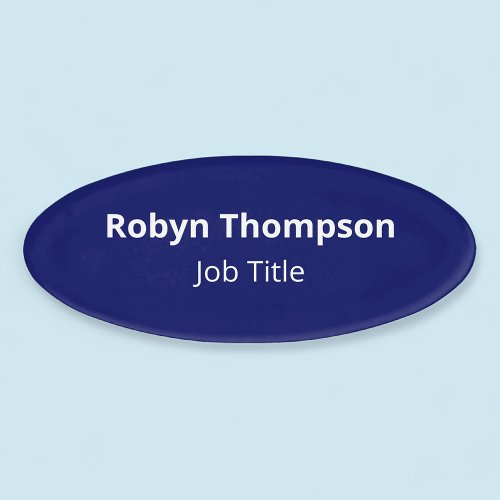 Oval Dark Blue Nametag Without Logo Pin Magnetic Name Tag