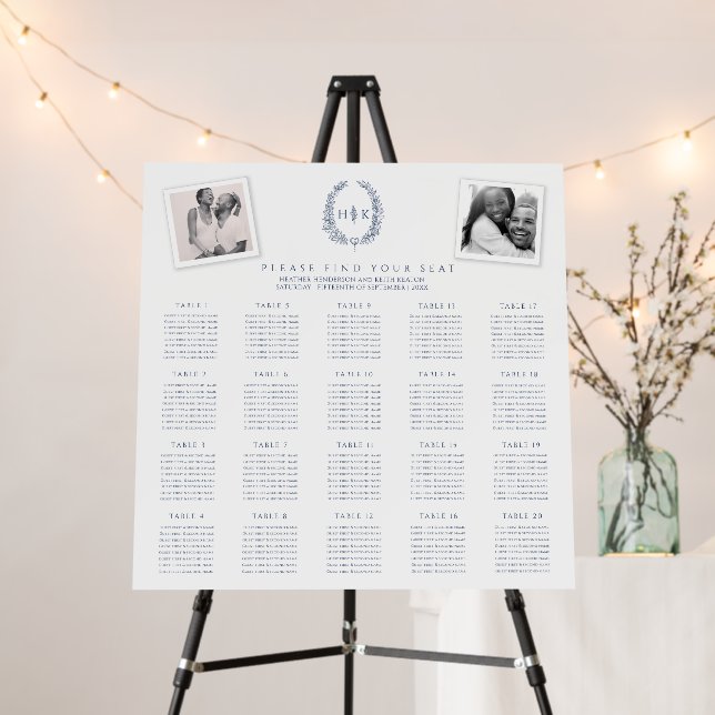 Oval dark blue white 20 wedding tables plan foam board (In Situ (Stand))
