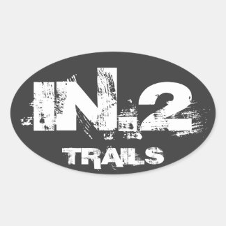 Oval Decal IN.2 TRAILS White On Black Oval Sticker