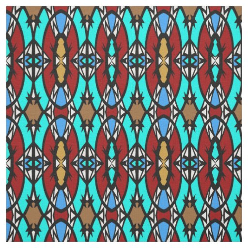 Oval & Diamond on White/Black/Red/Blue/Gold/Brown Fabric